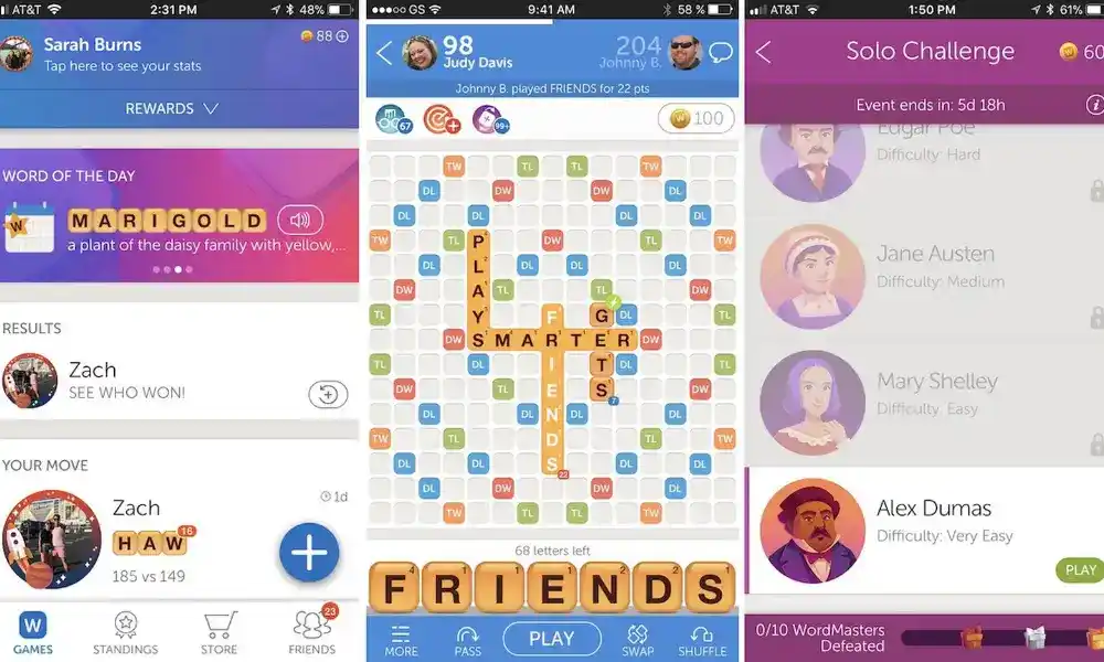 Melhores jogos de celular para jogar com a namorada: Words With Friends 2